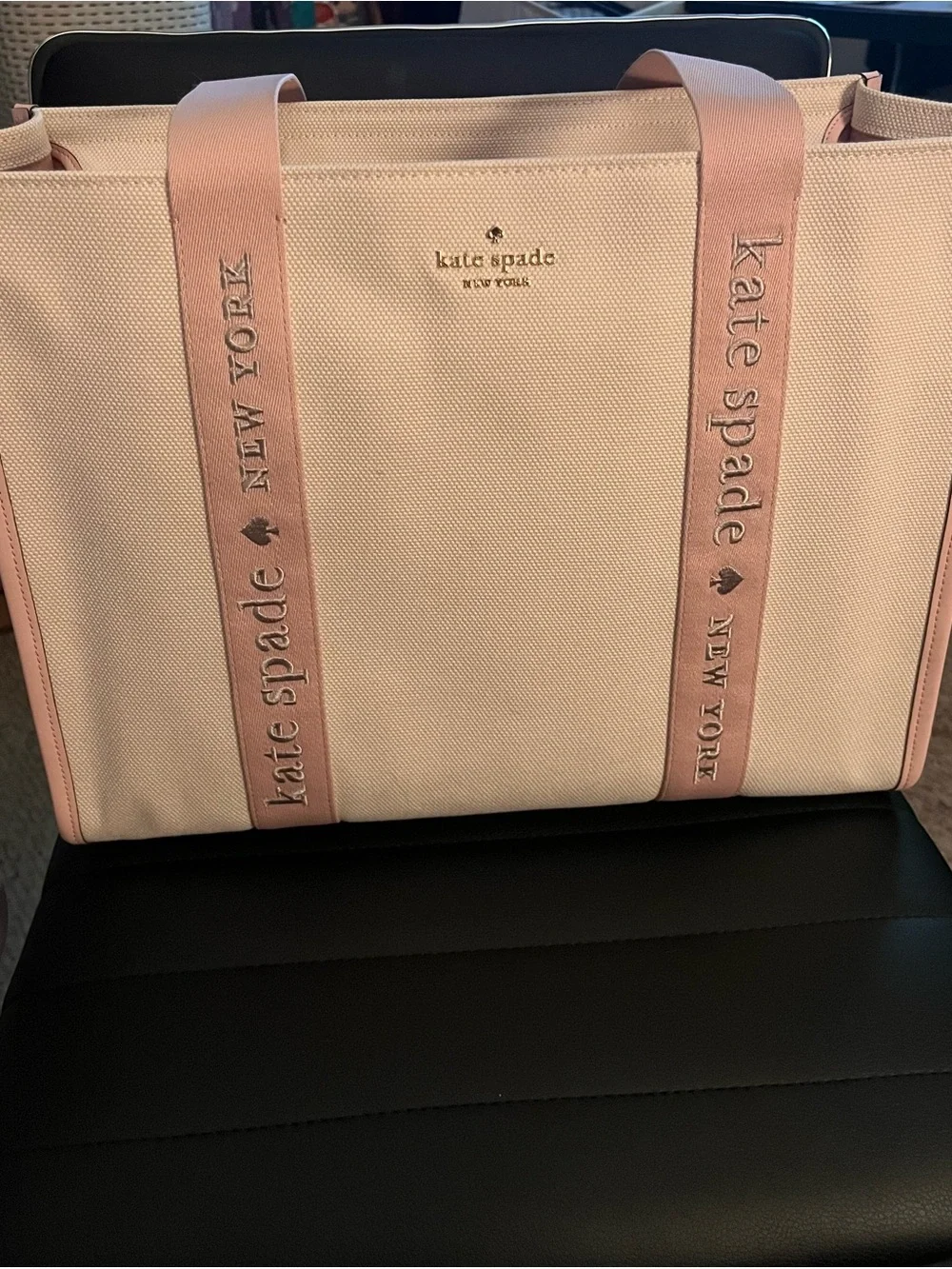 kate spade large kip tote in rose smoke multi pink/canvas